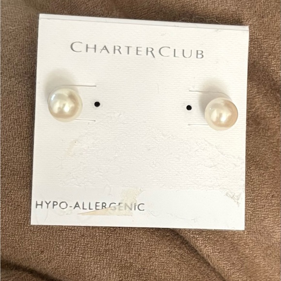 Charter Club Cream Faux Pearl Earrings - Picture 1 of 3